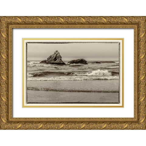 Usa-Oregon-Bandon Bandon Beach Gold Ornate Wood Framed Art Print with Double Matting by Looney, Hollice