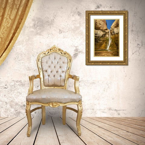 UT, Grand Staircase Escalante, Calf Creek Falls Gold Ornate Wood Framed Art Print with Double Matting by Illg, Cathy and Gordon