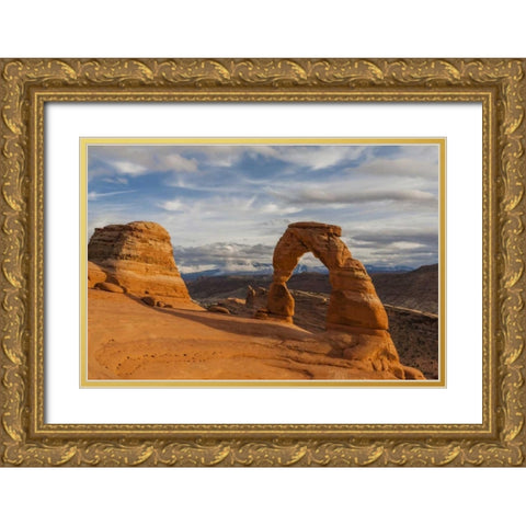 USA, Utah, Arches NP Delicate Arch at sunset Gold Ornate Wood Framed Art Print with Double Matting by Illg, Cathy and Gordon