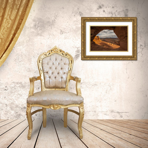 UT, Arches NP Delicate Arch at sunset Gold Ornate Wood Framed Art Print with Double Matting by Illg, Cathy and Gordon