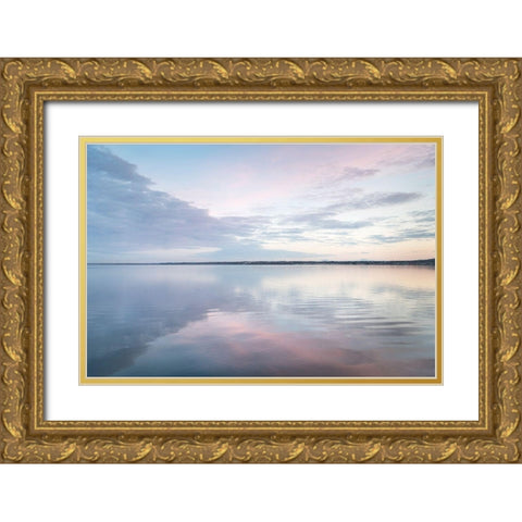 Clouds reflected in calm waters of Bellingham Bay-Washington State Gold Ornate Wood Framed Art Print with Double Matting by Majchrowicz, Alan