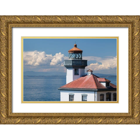 Lime Kiln Lighthouse-Lime Kiln Point State Park-San Juan Island-Washington State Gold Ornate Wood Framed Art Print with Double Matting by Majchrowicz, Alan