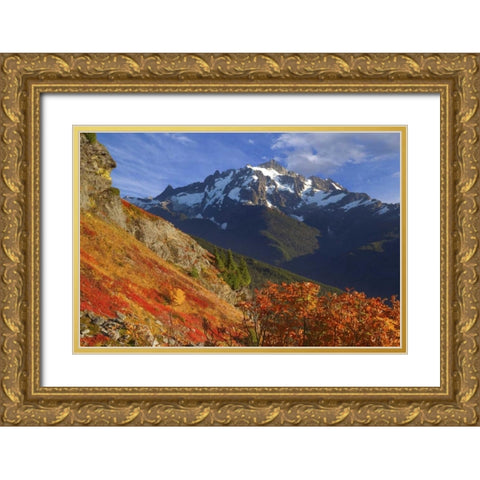 WA, Mount Baker Wilderness View of Mount Shuksan Gold Ornate Wood Framed Art Print with Double Matting by Paulson, Don
