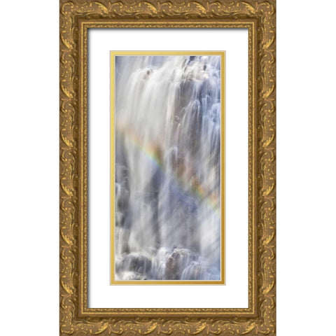 WA, North Cascades NP Rainbow on waterfall Gold Ornate Wood Framed Art Print with Double Matting by Paulson, Don