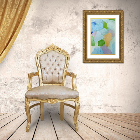 USA, Washington Close-up of colorful beach glass Gold Ornate Wood Framed Art Print with Double Matting by Paulson, Don