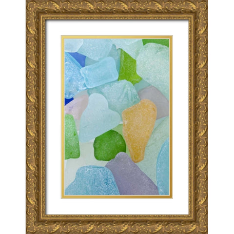 USA, Washington Close-up of colorful beach glass Gold Ornate Wood Framed Art Print with Double Matting by Paulson, Don