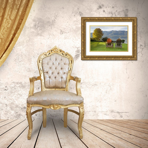 WA, Quinault Landscape view from Quinault Lodge Gold Ornate Wood Framed Art Print with Double Matting by Paulson, Don