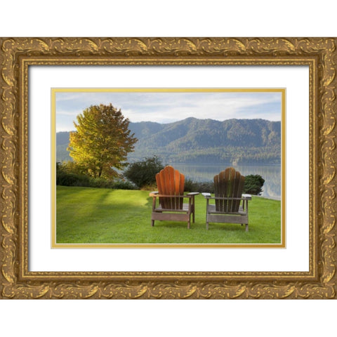 WA, Quinault Landscape view from Quinault Lodge Gold Ornate Wood Framed Art Print with Double Matting by Paulson, Don