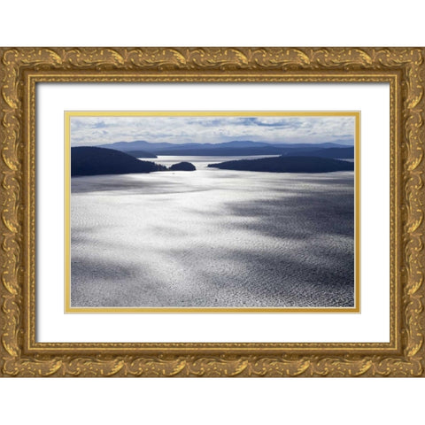 Washington, San Juans Aerial view of islands Gold Ornate Wood Framed Art Print with Double Matting by Paulson, Don