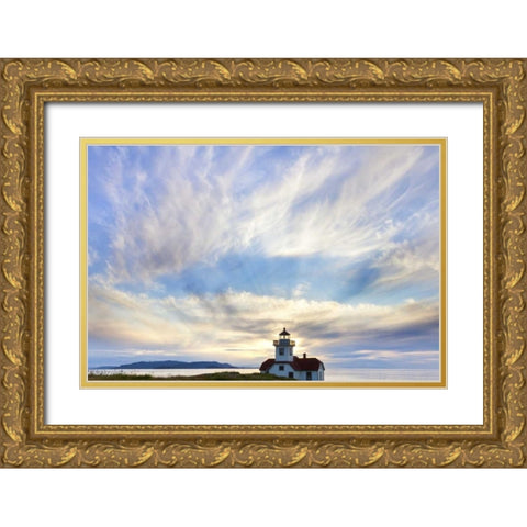Washington Sunset on Patos Island Lighthouse Gold Ornate Wood Framed Art Print with Double Matting by Paulson, Don
