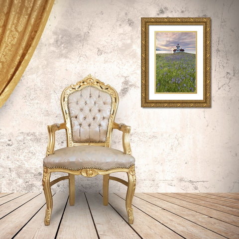 Washington Sunset on Patos Island Lighthouse Gold Ornate Wood Framed Art Print with Double Matting by Paulson, Don