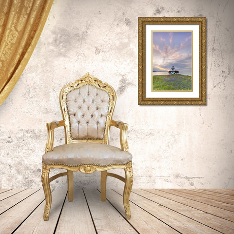 Washington Sunset on Patos Island Lighthouse Gold Ornate Wood Framed Art Print with Double Matting by Paulson, Don