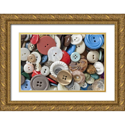 WA, Seabeck Assortment of buttons for mending Gold Ornate Wood Framed Art Print with Double Matting by Paulson, Don