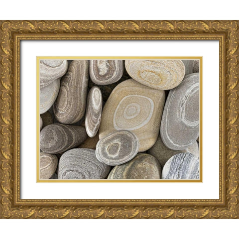 Washington, Seabeck Close-up of beach stones Gold Ornate Wood Framed Art Print with Double Matting by Paulson, Don
