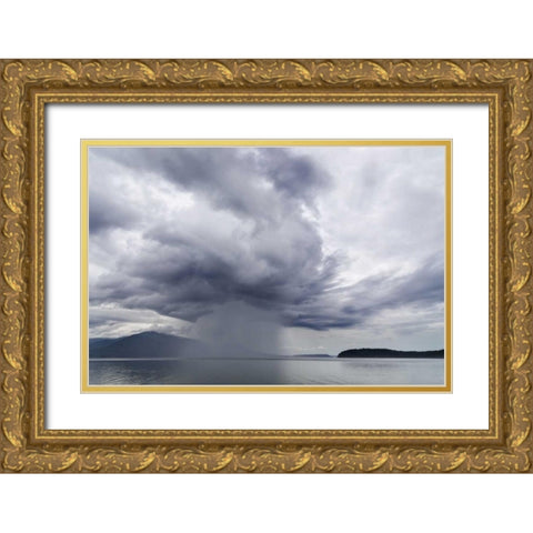 Washington, Seabeck Rainstorm over Hood Canal Gold Ornate Wood Framed Art Print with Double Matting by Paulson, Don