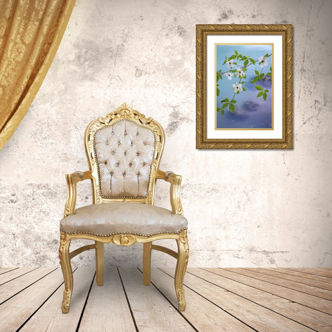 WA, Olympic NF Flowering Pacific dogwood branch Gold Ornate Wood Framed Art Print with Double Matting by Paulson, Don