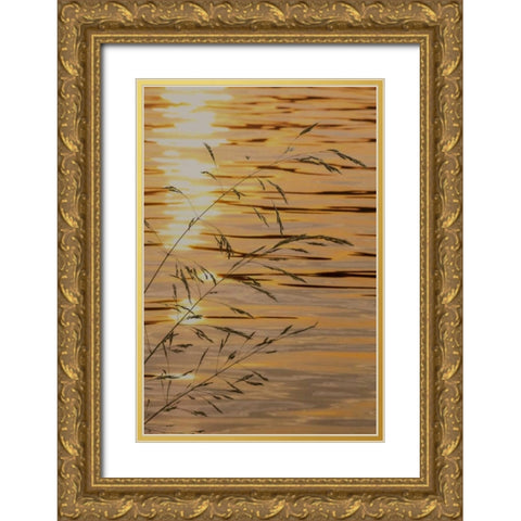 Washington Sunset on water and grasses Gold Ornate Wood Framed Art Print with Double Matting by Paulson, Don