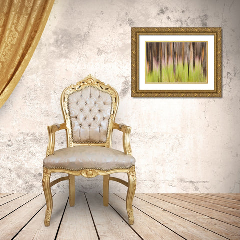 Canada, BC, Motion blur of grass and trees Gold Ornate Wood Framed Art Print with Double Matting by Paulson, Don