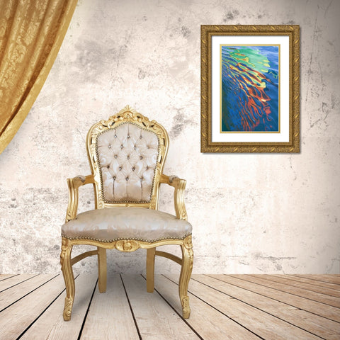WA, San Juans Water reflection of boat sail Gold Ornate Wood Framed Art Print with Double Matting by Paulson, Don