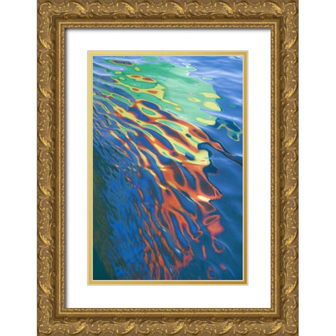WA, San Juans Water reflection of boat sail Gold Ornate Wood Framed Art Print with Double Matting by Paulson, Don