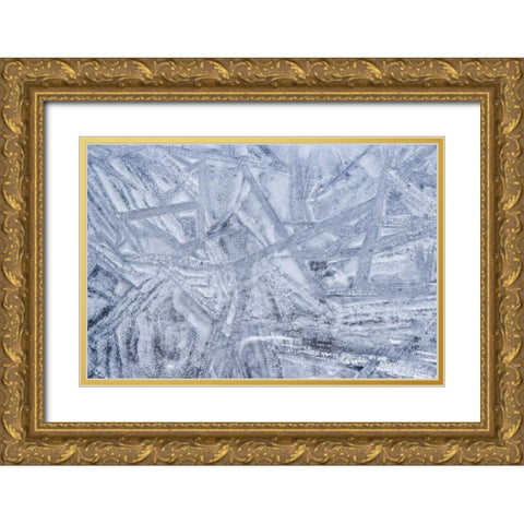 USA, Washington State, Seabeck Patterns on ice Gold Ornate Wood Framed Art Print with Double Matting by Paulson, Don