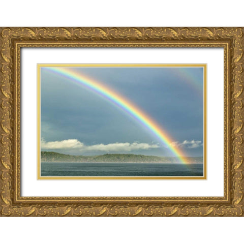 Washington, Seabeck Rainbow over Hood Canal Gold Ornate Wood Framed Art Print with Double Matting by Paulson, Don