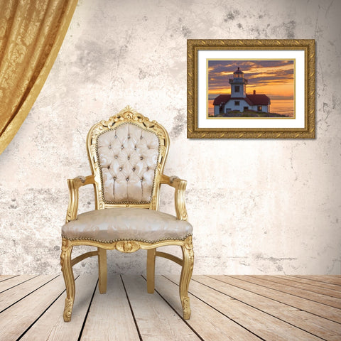 Washington, San Juan Islands Patos Lighthouse Gold Ornate Wood Framed Art Print with Double Matting by Paulson, Don