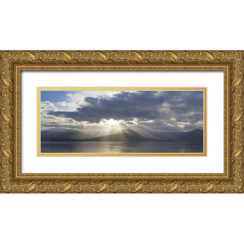 WA, Seabeck God rays over Hood Canal Gold Ornate Wood Framed Art Print with Double Matting by Paulson, Don