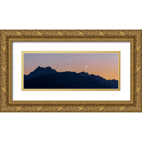 WA, Seabeck Moon and Venus over the Olympics Gold Ornate Wood Framed Art Print with Double Matting by Paulson, Don