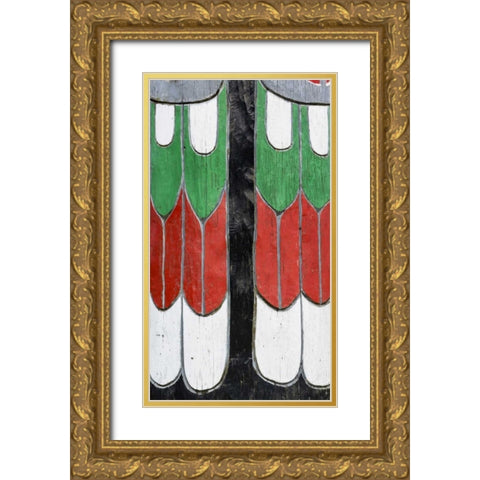 Washington State, Neah Bay Detail of a totem Gold Ornate Wood Framed Art Print with Double Matting by Paulson, Don