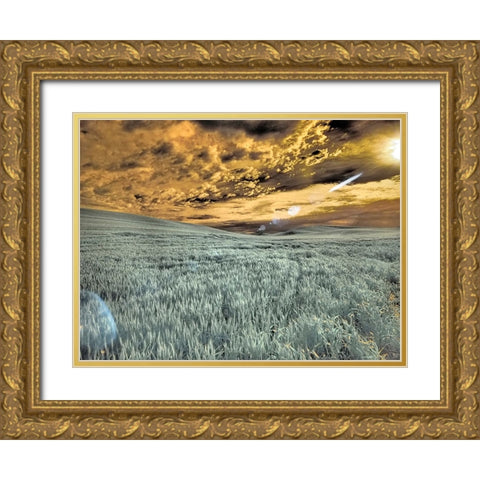 USA-Washington State-Palouse-wheat field and clouds Gold Ornate Wood Framed Art Print with Double Matting by Eggers, Terry