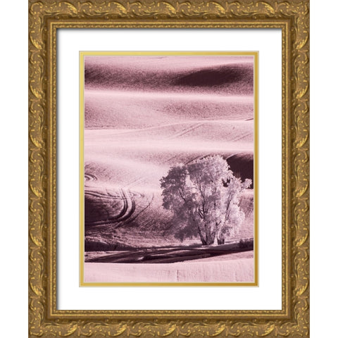 USA-Washington State-Palouse region-Lone tree in Field Gold Ornate Wood Framed Art Print with Double Matting by Eggers, Terry