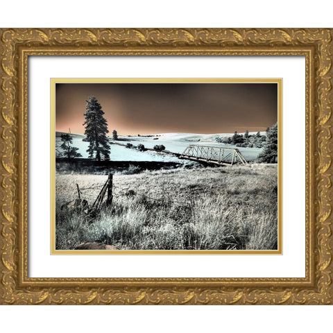 USA-Washington State-Palouse region-Bridge across Palouse river Gold Ornate Wood Framed Art Print with Double Matting by Eggers, Terry