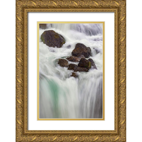 Firehole falls-Firehole River-Yellowstone National Park-Wyoming Gold Ornate Wood Framed Art Print with Double Matting by Jones, Adam