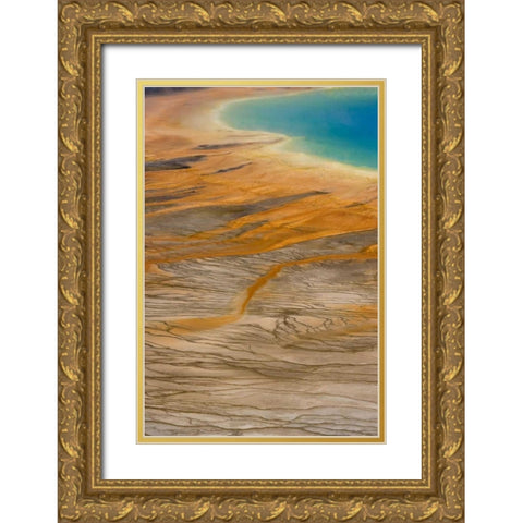 WY, Yellowstone Grand Prismatic Spring Gold Ornate Wood Framed Art Print with Double Matting by Paulson, Don