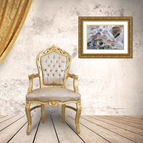 Wyoming, Yellowstone NP Palette Spring waterfall Gold Ornate Wood Framed Art Print with Double Matting by Bush, Marie