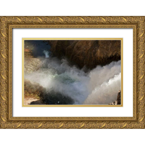 Wyoming, Yellowstone Yellowstone River waterfall Gold Ornate Wood Framed Art Print with Double Matting by Grall, Don