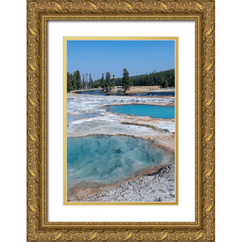 USA-Wyoming-Yellowstone National Park-Biscuit Basin-Black Diamond Pool Gold Ornate Wood Framed Art Print with Double Matting by Hopkins, Cindy Miller