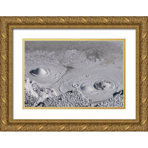 USA-Wyoming-Yellowstone National Park-Atrists Paintpots-Boiling hot mud pots Gold Ornate Wood Framed Art Print with Double Matting by Hopkins, Cindy Miller