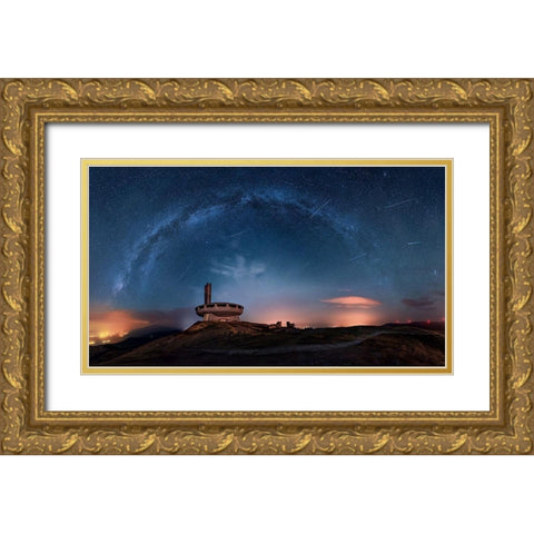 Perseids Over Buzludzha Gold Ornate Wood Framed Art Print with Double Matting by Asanov, Ruslan