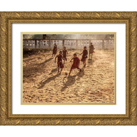 Play Is Equally Important As Pray Gold Ornate Wood Framed Art Print with Double Matting by B N, Joe
