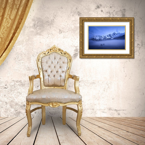 Misty Winter Evening Gold Ornate Wood Framed Art Print with Double Matting by Gastager, Daniel