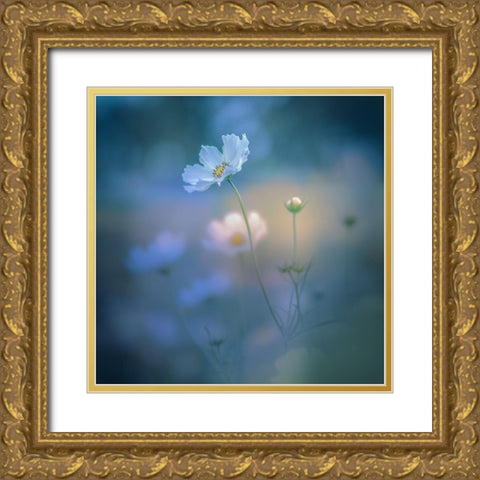 White Shadow Gold Ornate Wood Framed Art Print with Double Matting by Koumura, Miyako