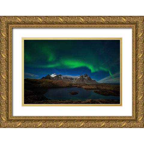 Dancing To The Mountain Gold Ornate Wood Framed Art Print with Double Matting by Moreno, Miguel