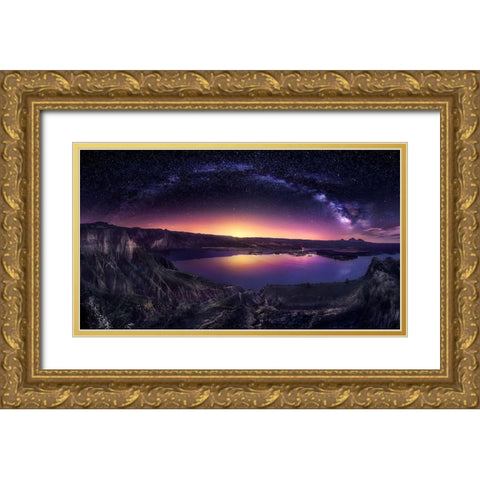 Milky Way Over Las Barrancas 2016 Gold Ornate Wood Framed Art Print with Double Matting by M. Garcia, Jesus