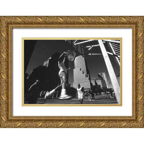 Qdunkingq (From The Series Qmetropolisq) Gold Ornate Wood Framed Art Print with Double Matting by Matthes, Dieter