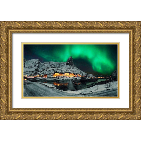 Over The Mountain Gold Ornate Wood Framed Art Print with Double Matting by Zhu, Jingshu