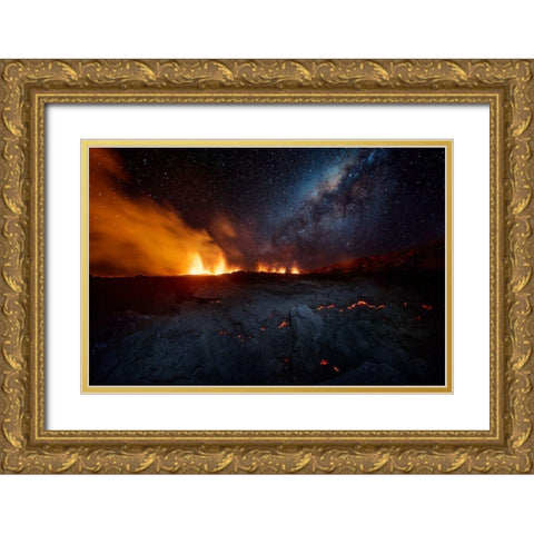 Fire And Sky !!! Gold Ornate Wood Framed Art Print with Double Matting by Gabriel, Barathieu