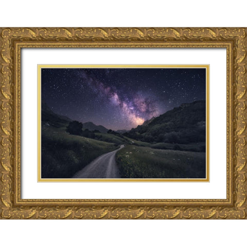 Path To The Stars Gold Ornate Wood Framed Art Print with Double Matting by F. Turienzo, Carlos