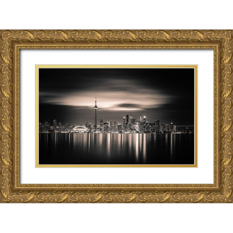 Toronto Gold Ornate Wood Framed Art Print with Double Matting by Yoann